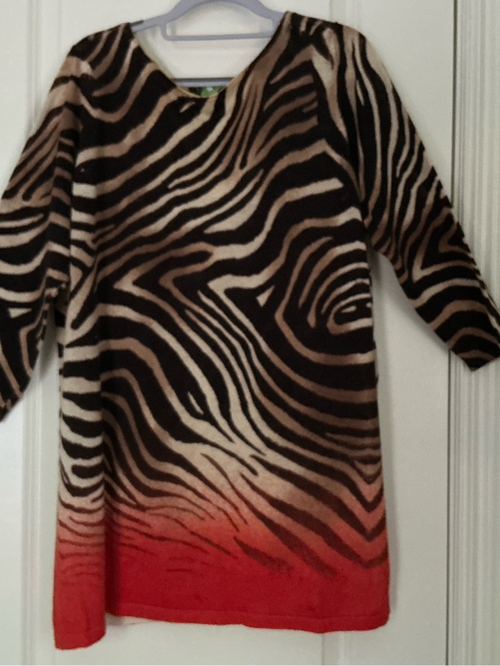Ralph Lauren Black and Cream Zebra-Print Knit Top 1X